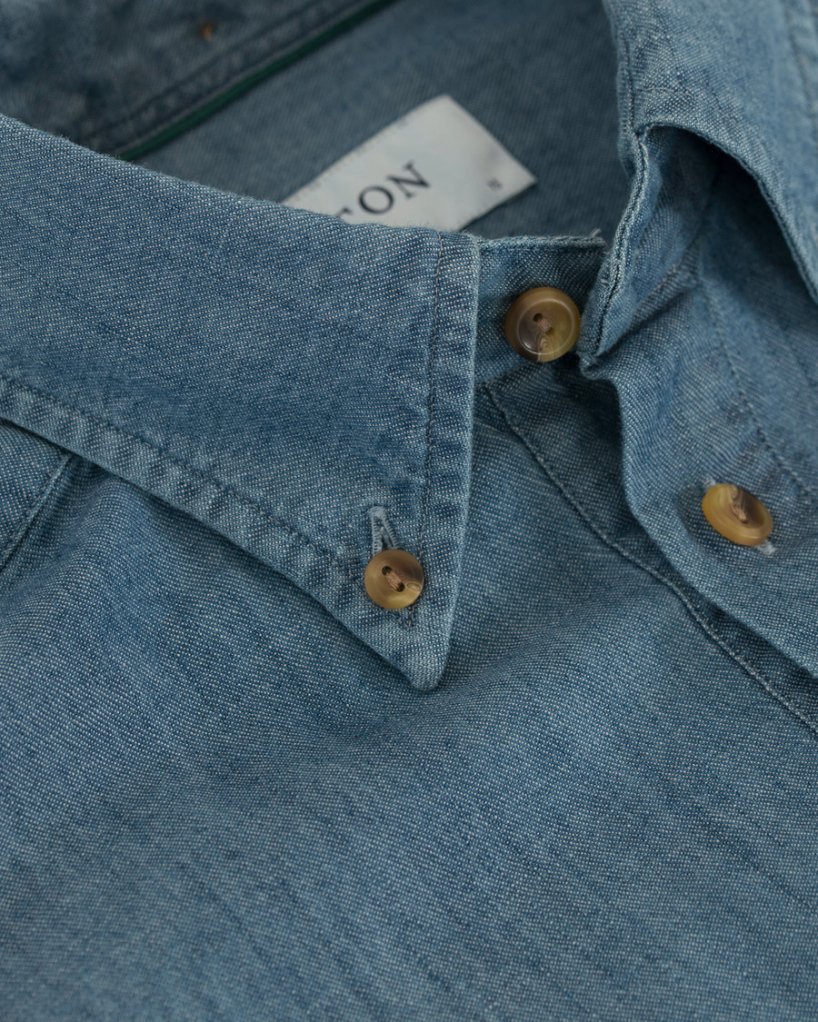 Herre | Skjorter | Eton | Slim Fit Popover Indigo Shirt Light Washed