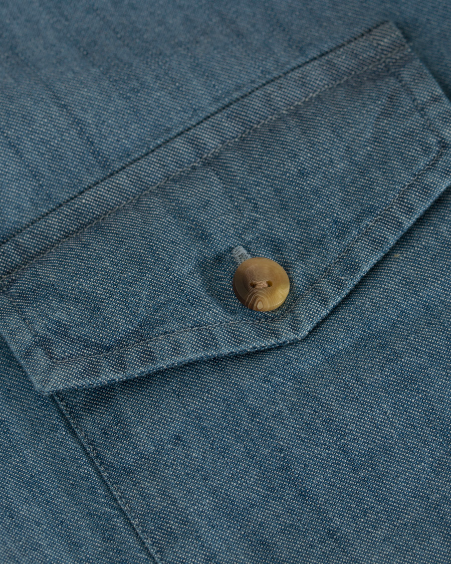 Herre | Skjorter | Eton | Slim Fit Popover Indigo Shirt Light Washed