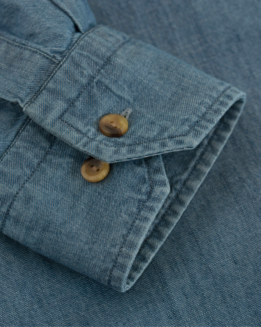 Herre | Skjorter | Eton | Slim Fit Popover Indigo Shirt Light Washed