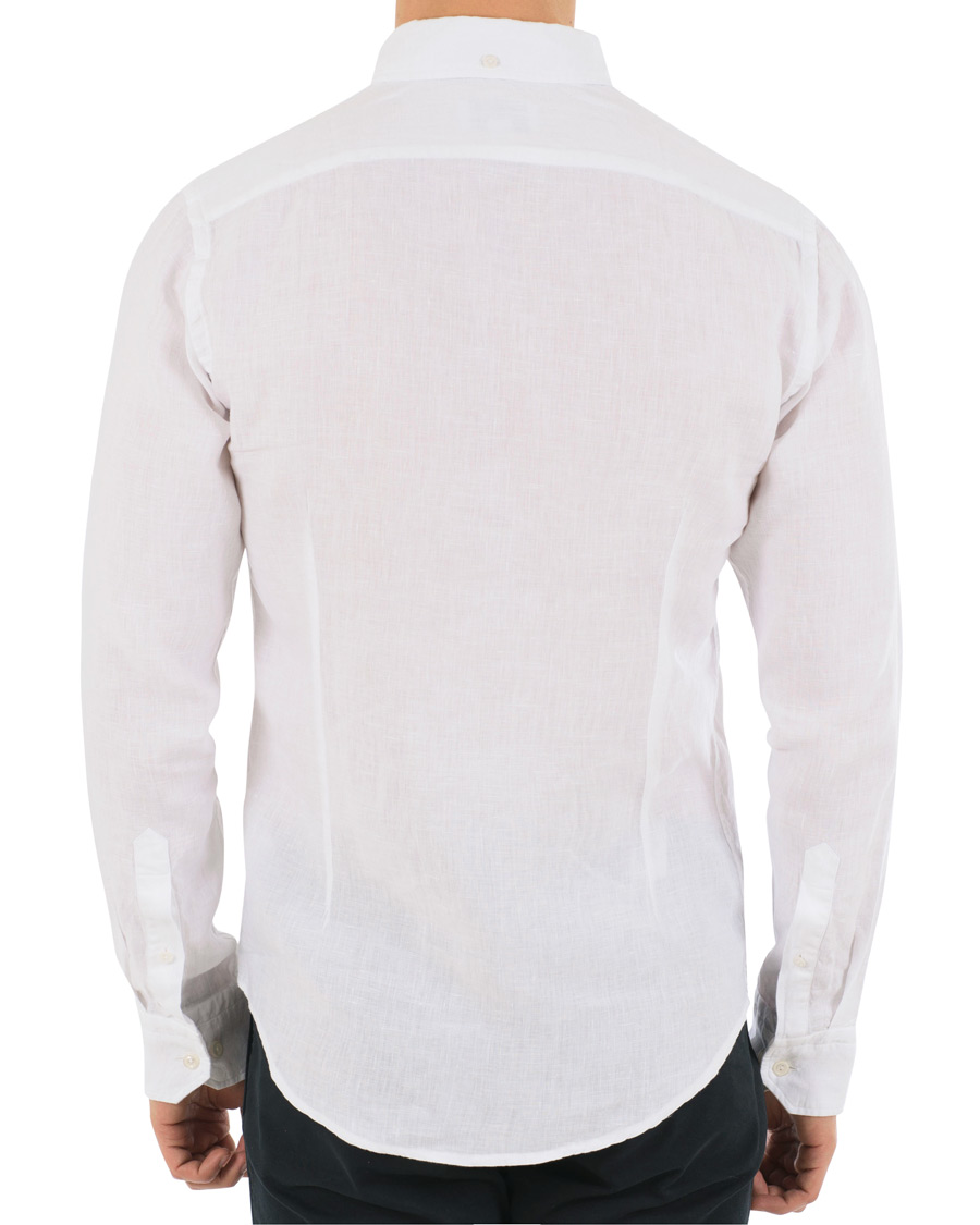 Herre | Skjorter | Eton | Slim Fit Linen Button Down Shirt White