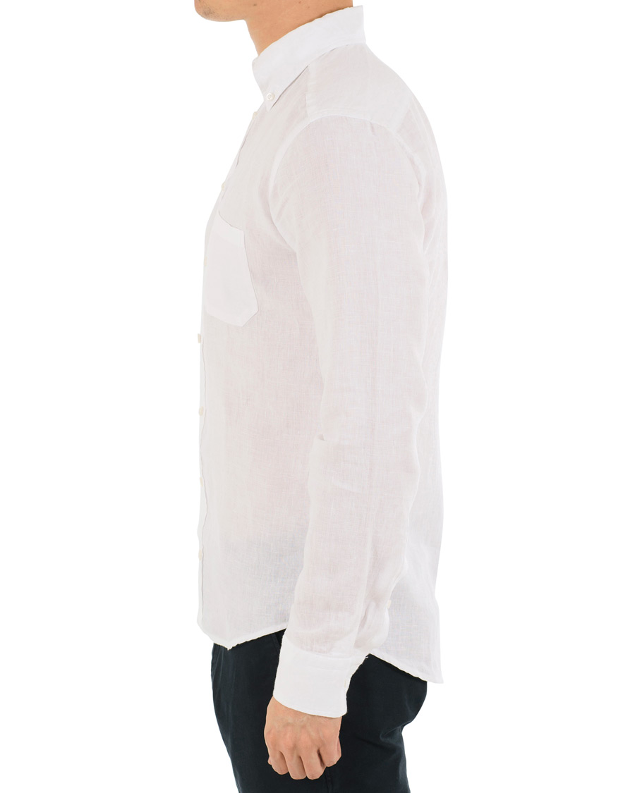 Herre | Skjorter | Eton | Slim Fit Linen Button Down Shirt White