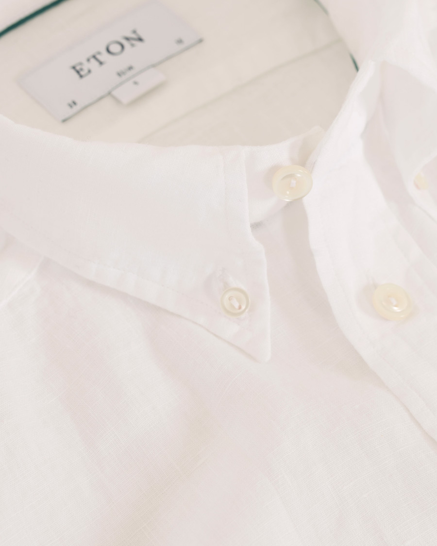 Herre | Skjorter | Eton | Slim Fit Linen Button Down Shirt White