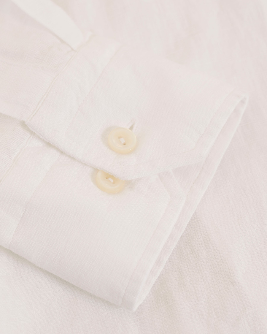 Herre | Skjorter | Eton | Slim Fit Linen Button Down Shirt White