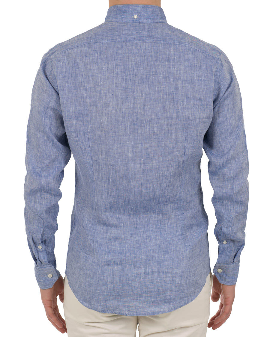 Herre | Skjorter | Eton | Slim Fit Linen Button Down Shirt Light Blue