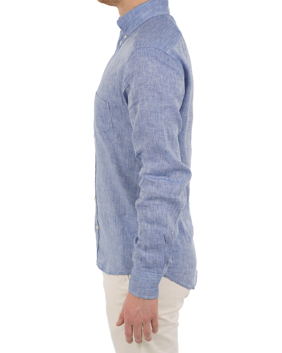 Herre | Skjorter | Eton | Slim Fit Linen Button Down Shirt Light Blue