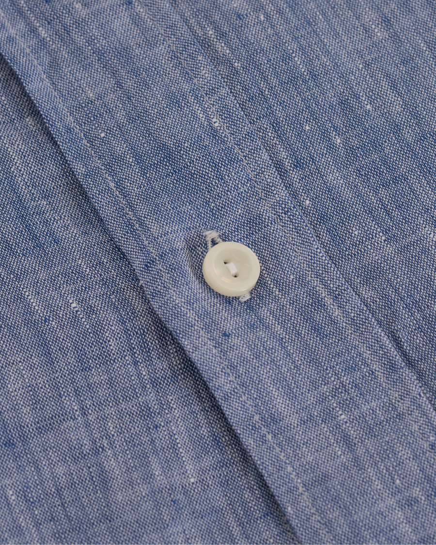 Herre | Skjorter | Eton | Slim Fit Linen Button Down Shirt Light Blue