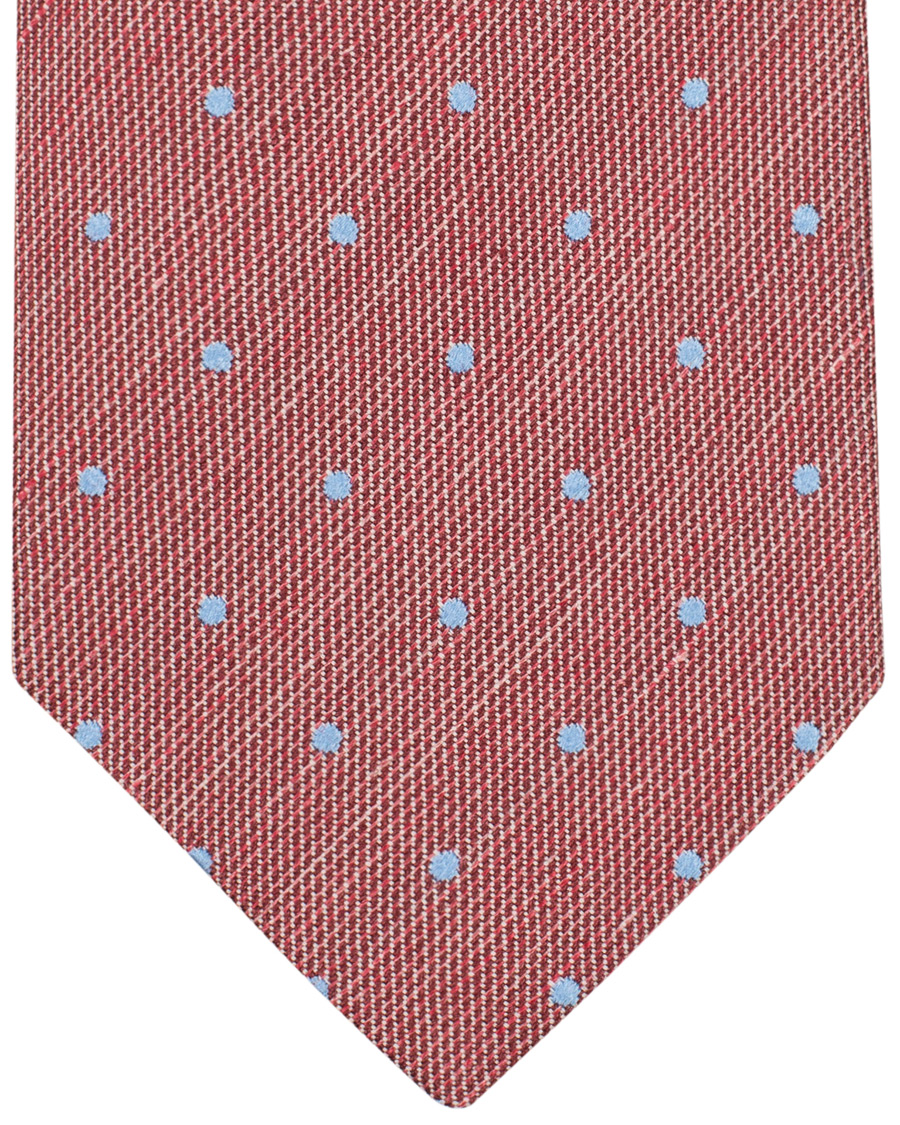 Herre | Eton Cotton/Silk/Linen Dot 8 cm Tie Pink/Red | Eton | Cotton/Silk/Linen Dot 8 cm Tie Pink/Red