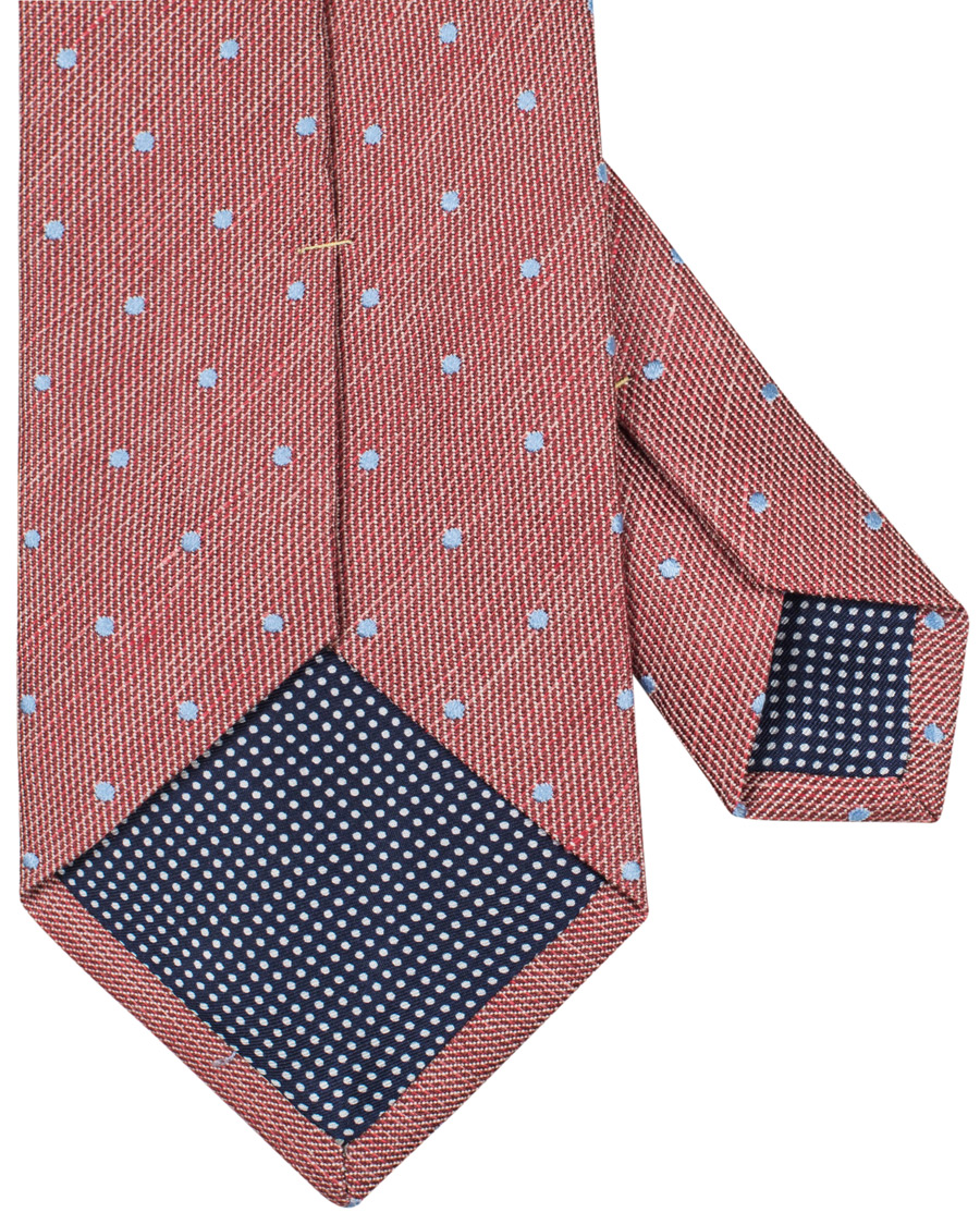 Herre | Eton Cotton/Silk/Linen Dot 8 cm Tie Pink/Red | Eton | Cotton/Silk/Linen Dot 8 cm Tie Pink/Red