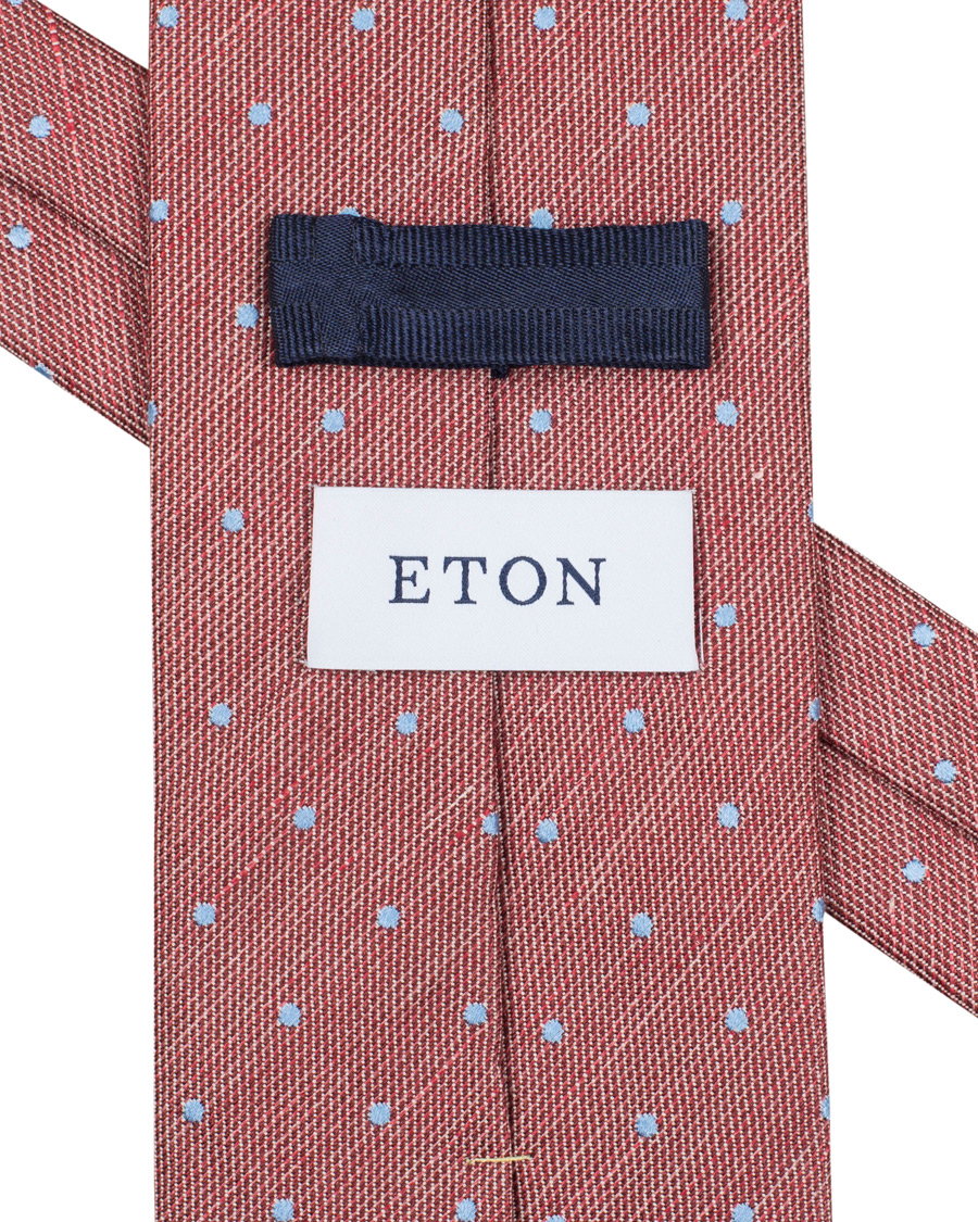 Herre | Eton Cotton/Silk/Linen Dot 8 cm Tie Pink/Red | Eton | Cotton/Silk/Linen Dot 8 cm Tie Pink/Red