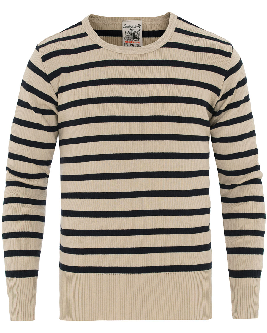 Herre | Gensere | S.N.S. Herning | Sub Striped Knitted Sweater Desert Sand/Marine