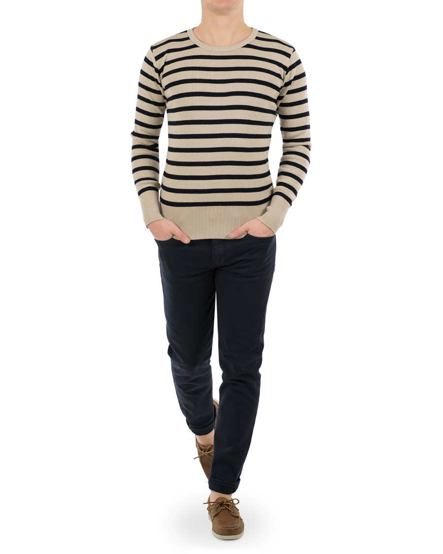 Herre | Gensere | S.N.S. Herning | Sub Striped Knitted Sweater Desert Sand/Marine