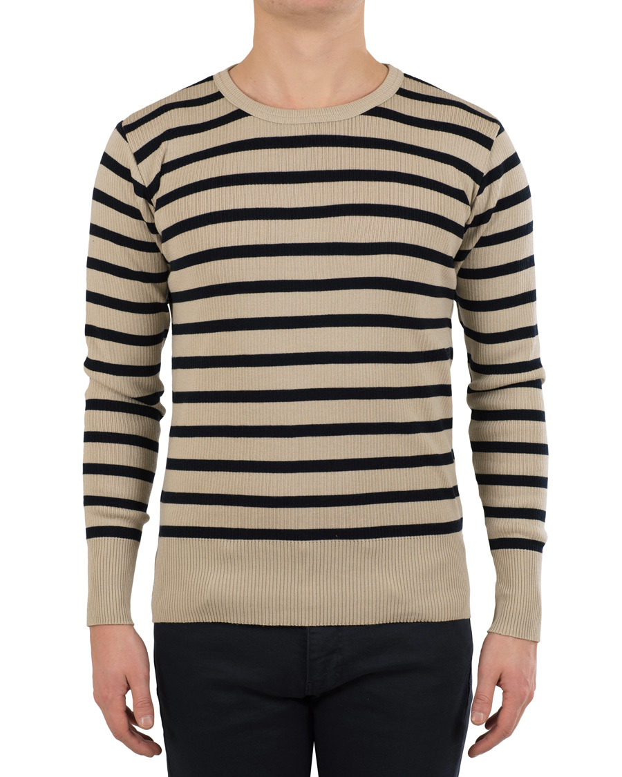 Herre | Gensere | S.N.S. Herning | Sub Striped Knitted Sweater Desert Sand/Marine