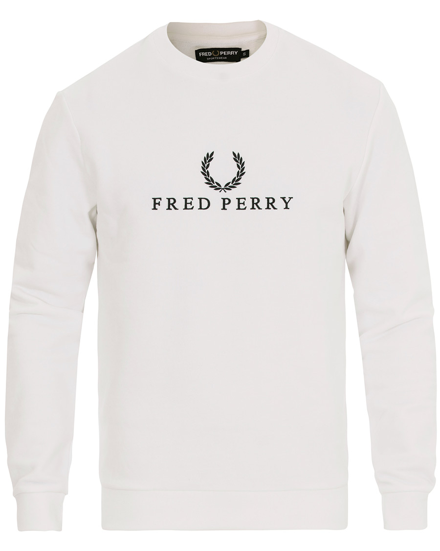 Herre | Gensere | Fred Perry | Monocrome Tennis Logo Crew Neck Sweatshirt White