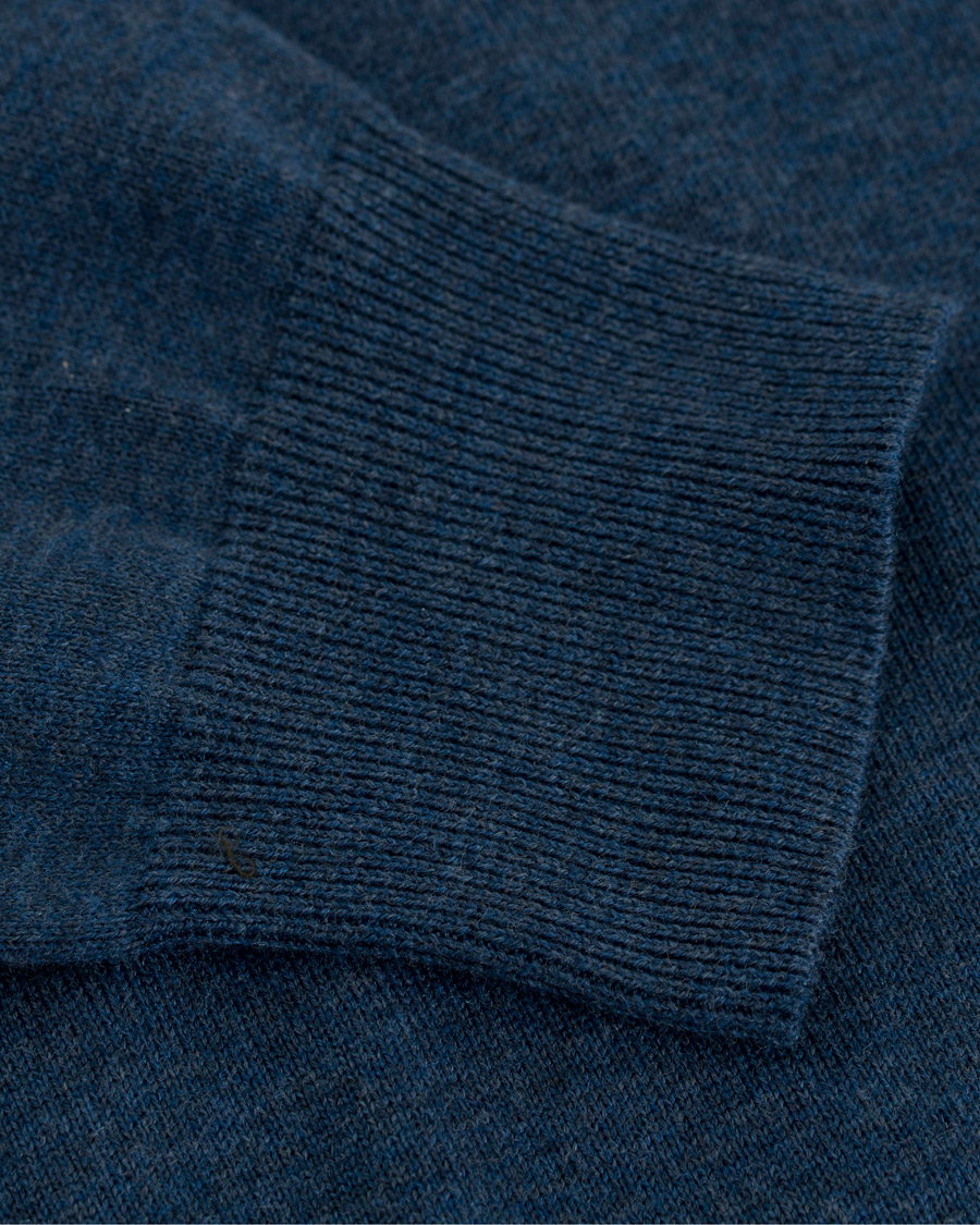 Herre | Gensere | Hackett | Cotton/Silk Half Zip Dark Denim Blue
