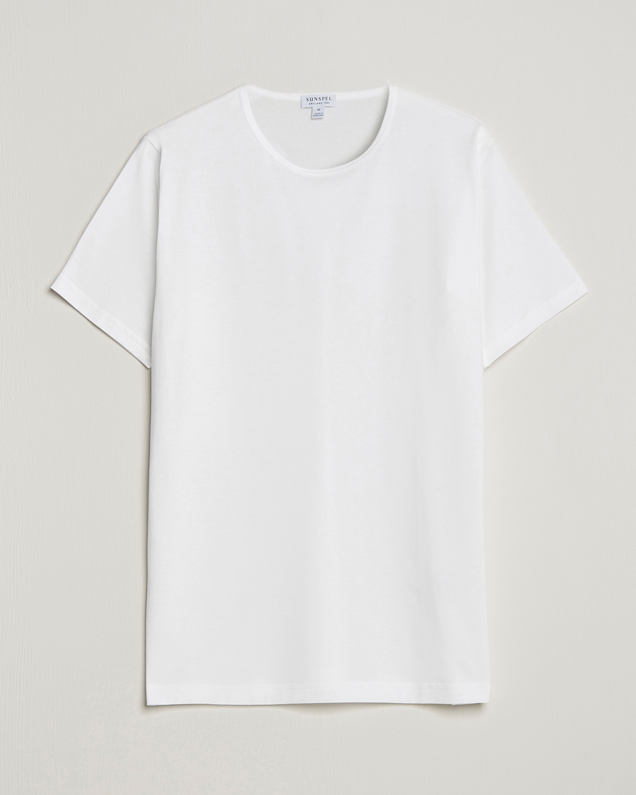 Herre | T-Shirts | Sunspel | Superfine Cotton Crew Neck T-Shirt White
