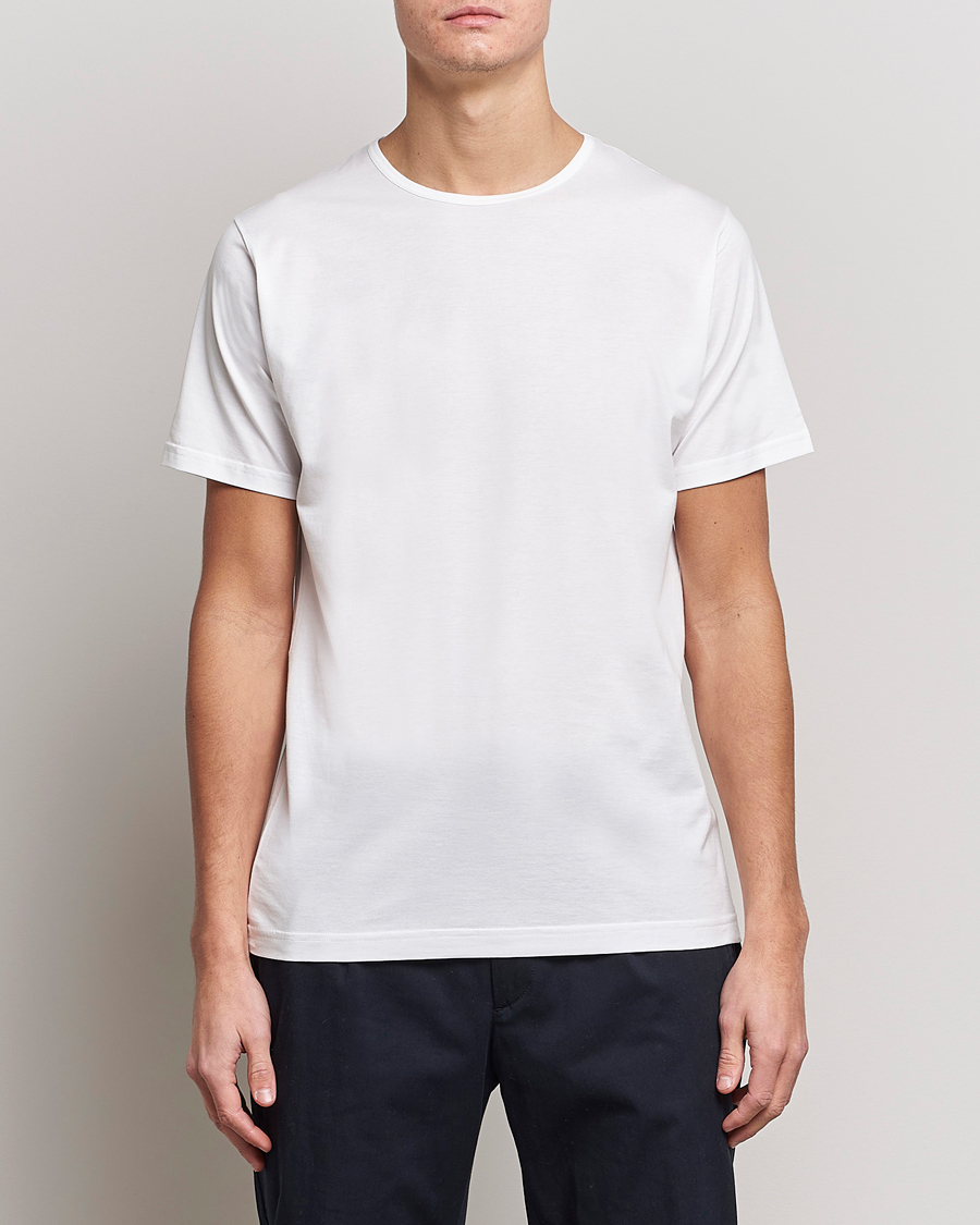 Herre | Kortermede t-shirts | Sunspel | Superfine Cotton Crew Neck White