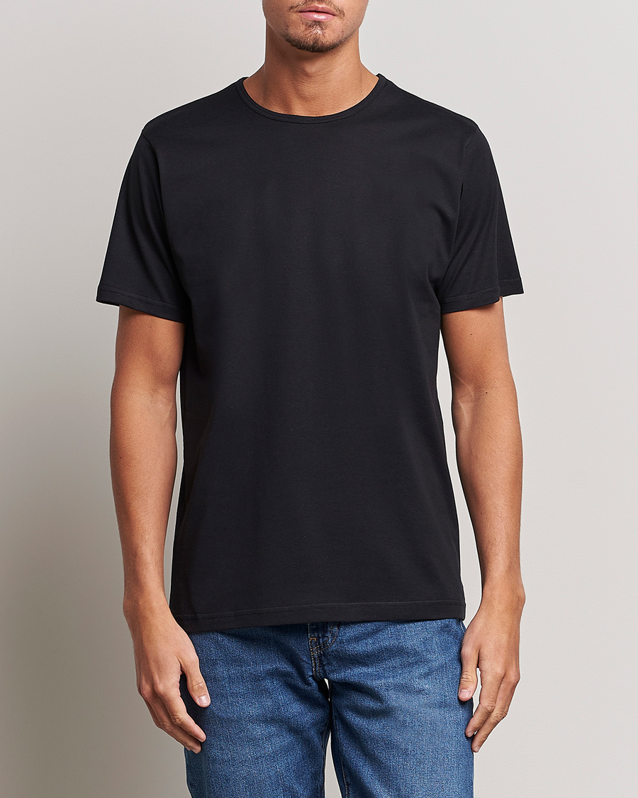 Herre | Kortermede t-shirts | Sunspel | Superfine Cotton Crew Neck Tee Black