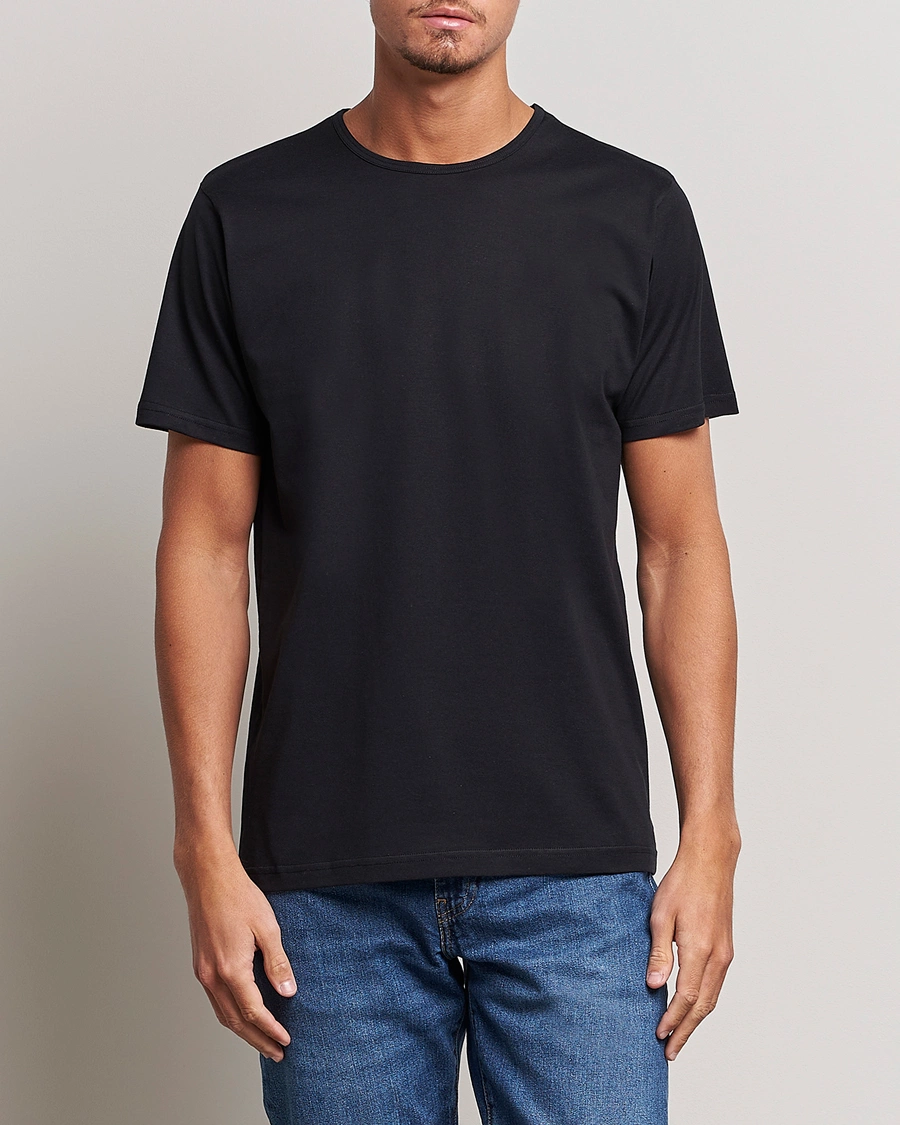 Herre | T-Shirts | Sunspel | Superfine Cotton Crew Neck Tee Black