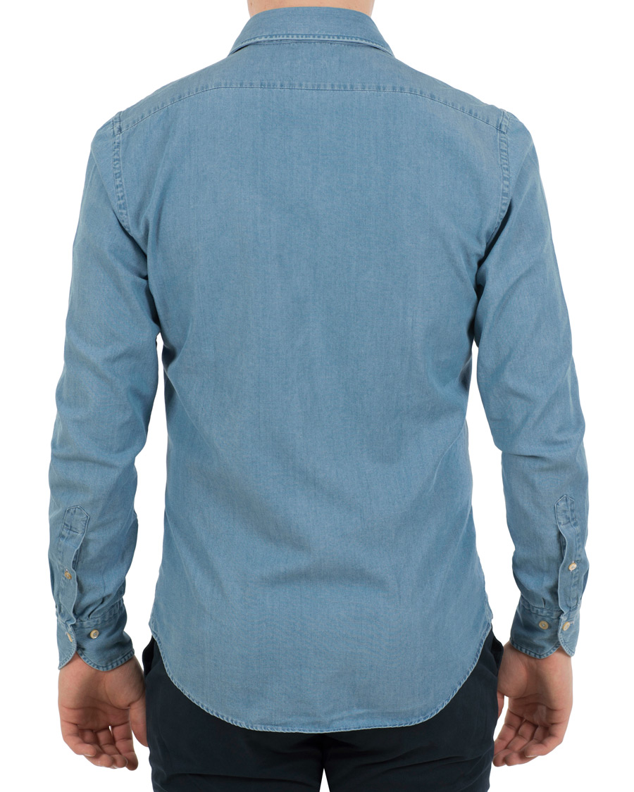 Herre | Skjorter | Stenströms | Slimline Garment Washed Shirt Light Denim