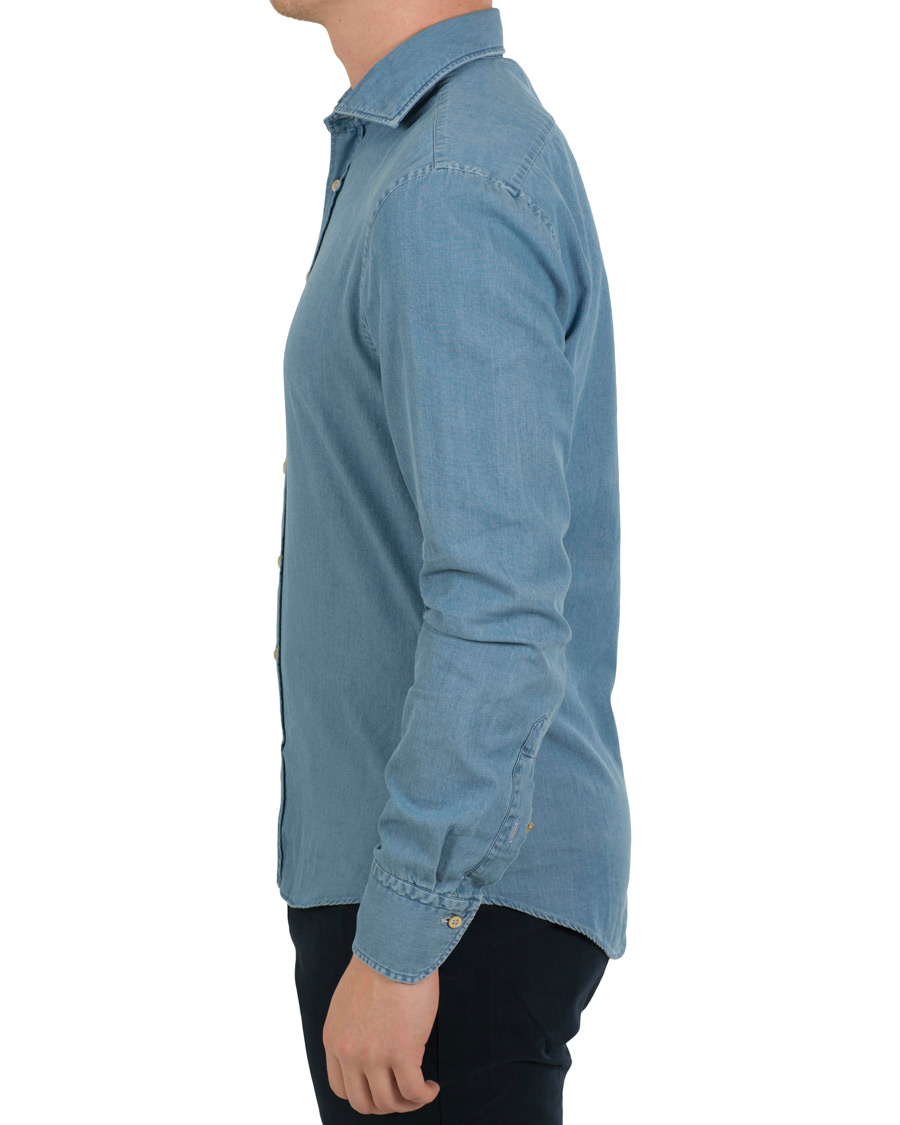 Herre | Skjorter | Stenströms | Slimline Garment Washed Shirt Light Denim