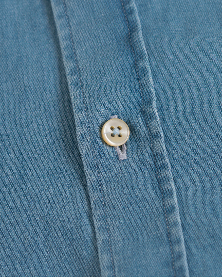 Herre | Skjorter | Stenströms | Slimline Garment Washed Shirt Light Denim