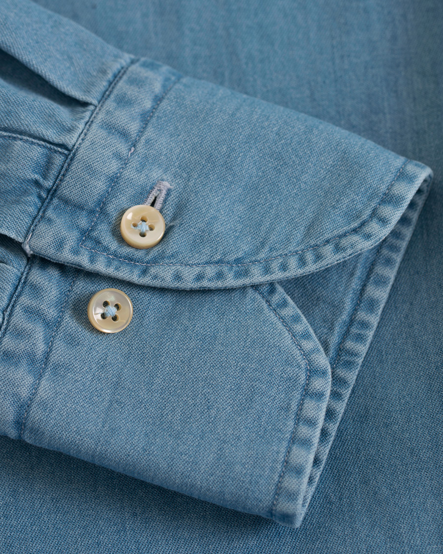 Herre | Skjorter | Stenströms | Slimline Garment Washed Shirt Light Denim