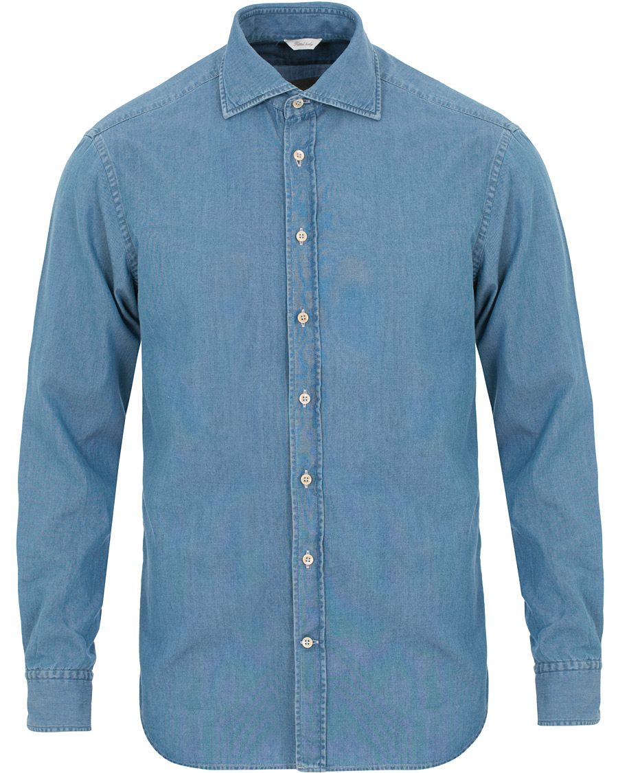 Herre | Skjorter | Stenströms | Fitted Body Garment Washed Shirt Light Denim