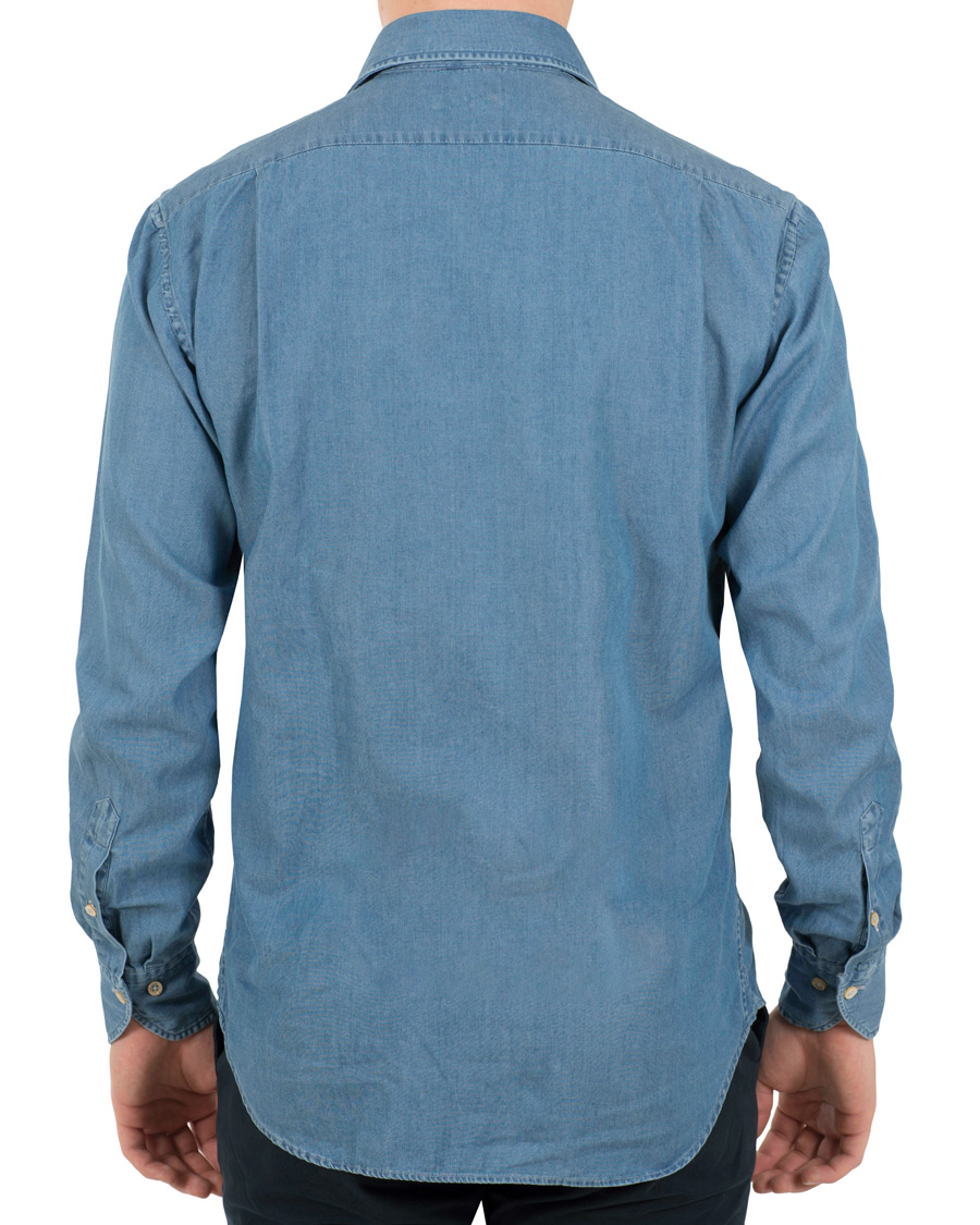 Herre | Skjorter | Stenströms | Fitted Body Garment Washed Shirt Light Denim