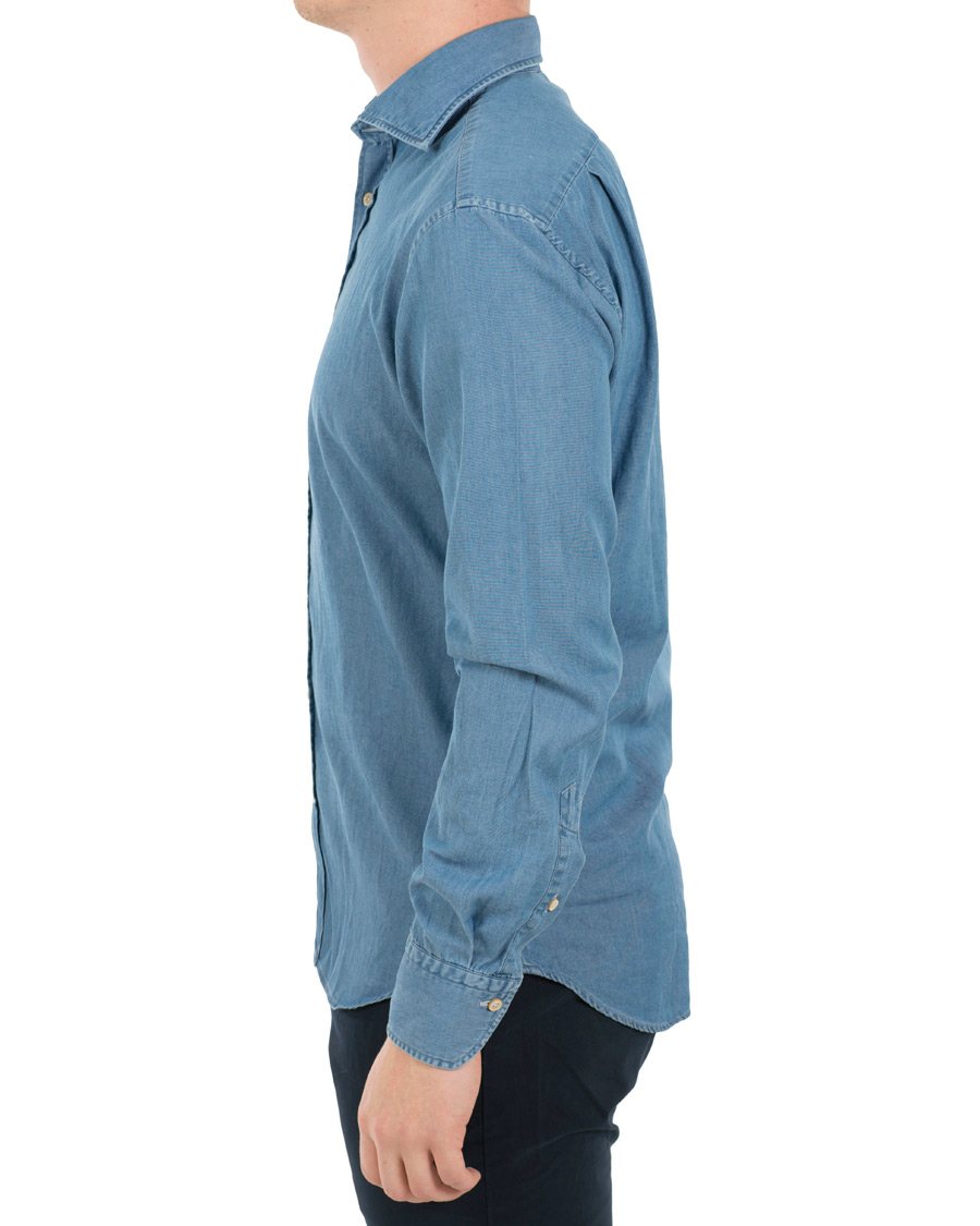 Herre | Skjorter | Stenströms | Fitted Body Garment Washed Shirt Light Denim