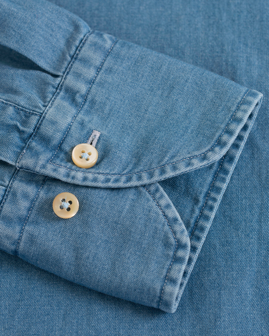 Herre | Skjorter | Stenströms | Fitted Body Garment Washed Shirt Light Denim
