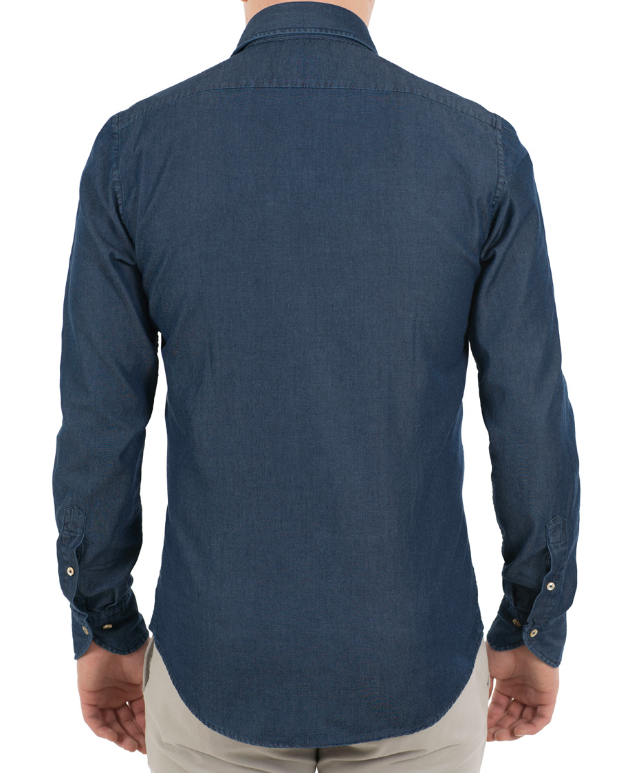 Herre | Skjorter | Stenströms | Fitted Body Garment Washed Shirt Dark Denim