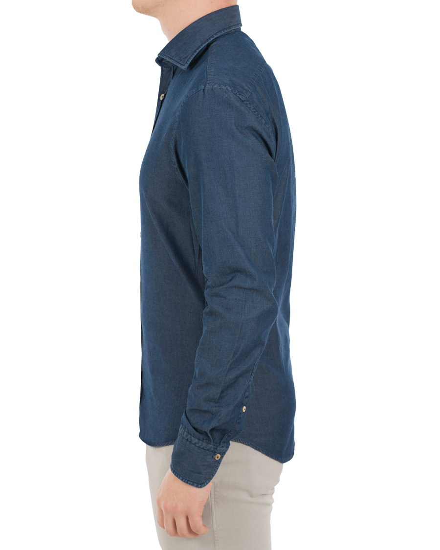 Herre | Skjorter | Stenströms | Fitted Body Garment Washed Shirt Dark Denim