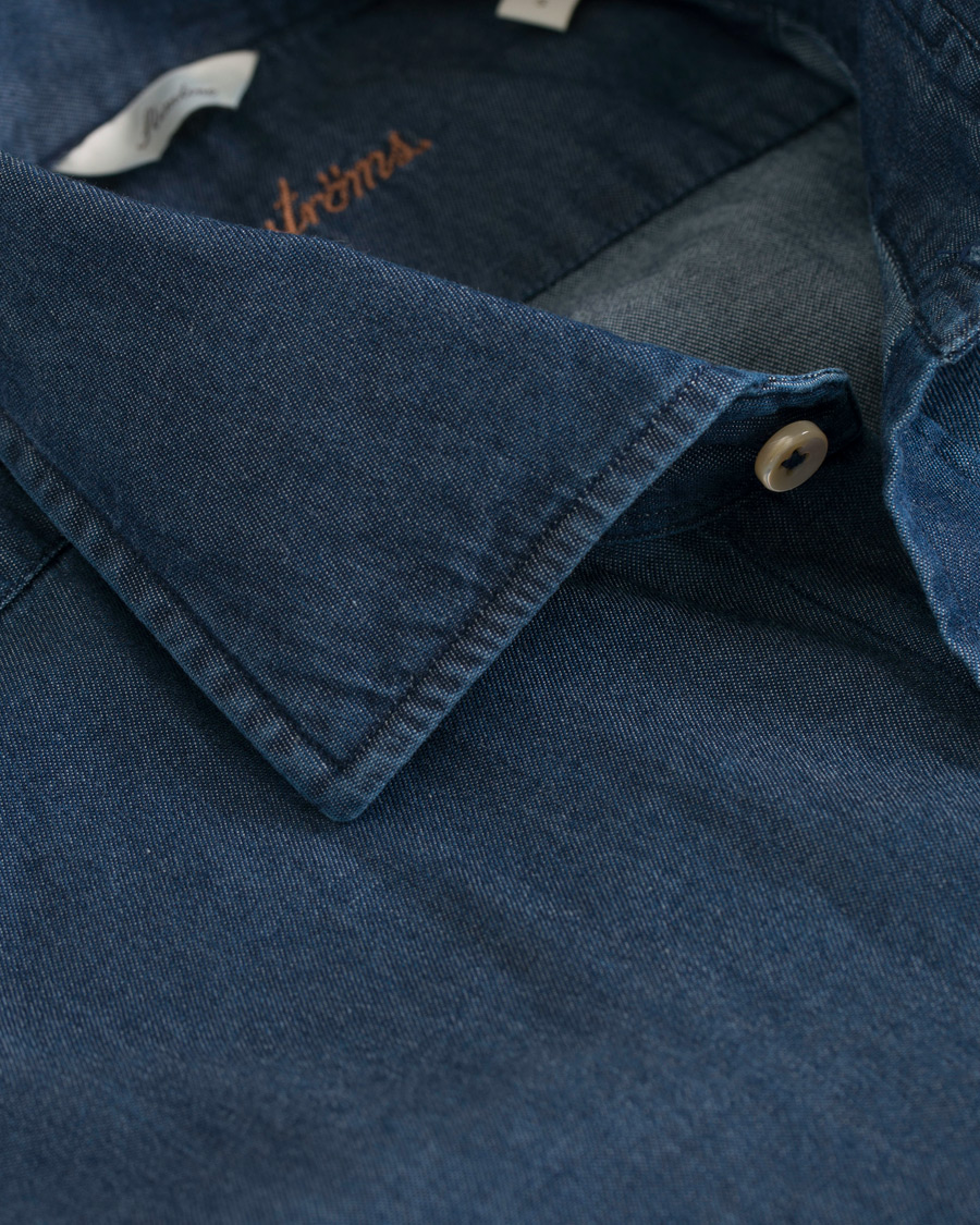 Herre | Skjorter | Stenströms | Fitted Body Garment Washed Shirt Dark Denim