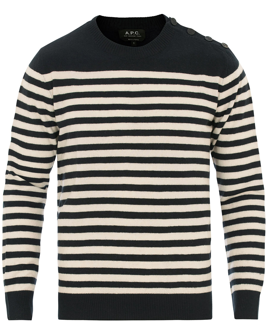 Herre | Gensere | A.P.C. | Skye Button Stripe Knit Dark Navy/White