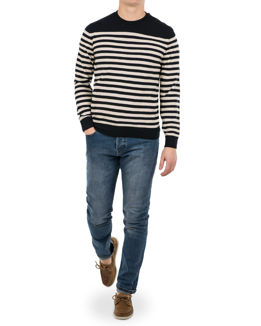 Herre | Gensere | A.P.C. | Skye Button Stripe Knit Dark Navy/White