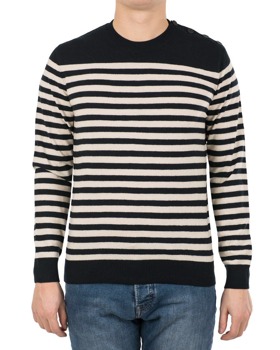 Herre | Gensere | A.P.C. | Skye Button Stripe Knit Dark Navy/White
