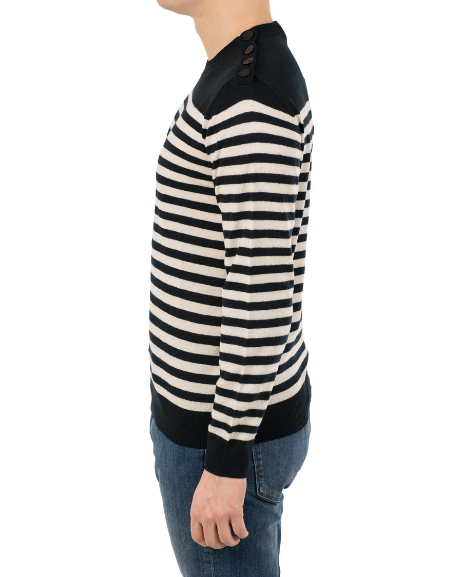 Herre | Gensere | A.P.C. | Skye Button Stripe Knit Dark Navy/White