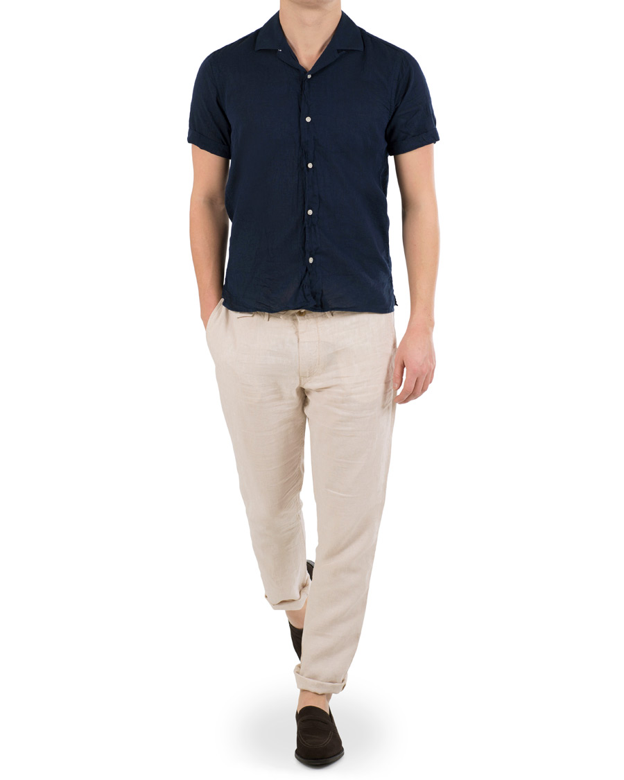 Herre | Skjorter | Gitman Vintage | Short Sleeve Camp Shirt Indigo Japanese Voile