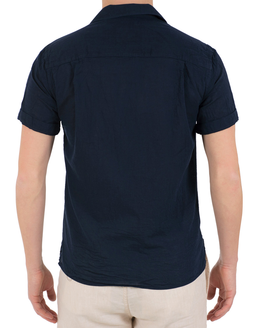 Herre | Skjorter | Gitman Vintage | Short Sleeve Camp Shirt Indigo Japanese Voile