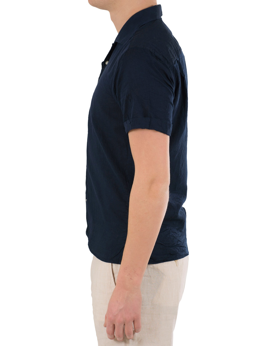 Herre | Skjorter | Gitman Vintage | Short Sleeve Camp Shirt Indigo Japanese Voile