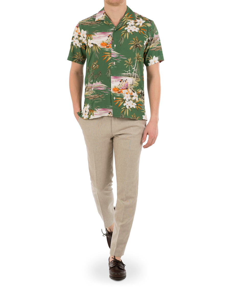Herre | Skjorter | Gitman Vintage | Rayon Short Sleeve Camp Shirt Green Aloha
