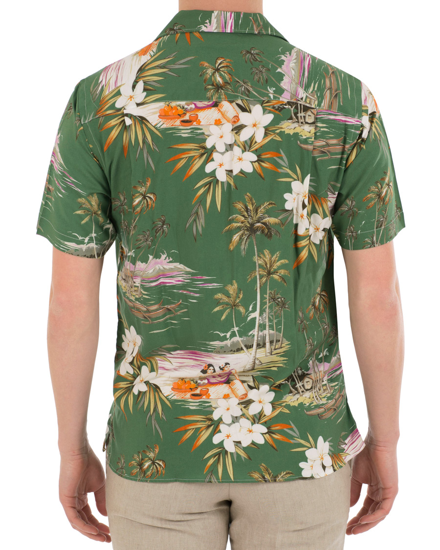 Herre | Skjorter | Gitman Vintage | Rayon Short Sleeve Camp Shirt Green Aloha