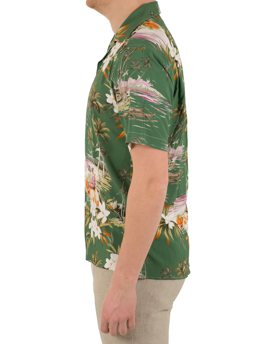 Herre | Skjorter | Gitman Vintage | Rayon Short Sleeve Camp Shirt Green Aloha