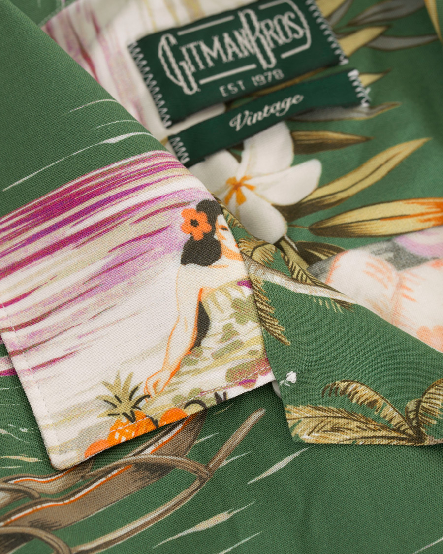 Herre | Skjorter | Gitman Vintage | Rayon Short Sleeve Camp Shirt Green Aloha