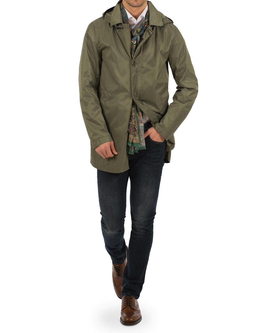 Herre | Jakker | Fay | Chelsea Nylon Memory Raincoat Military Green