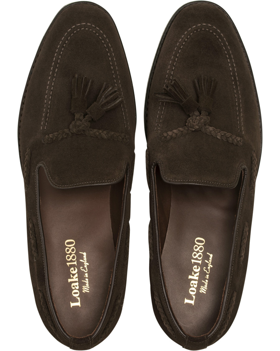Herre | Loake 1880 MTO Temple Dainite Loafer Dark Brown Suede | Loake 1880 | MTO Temple Dainite Loafer Dark Brown Suede