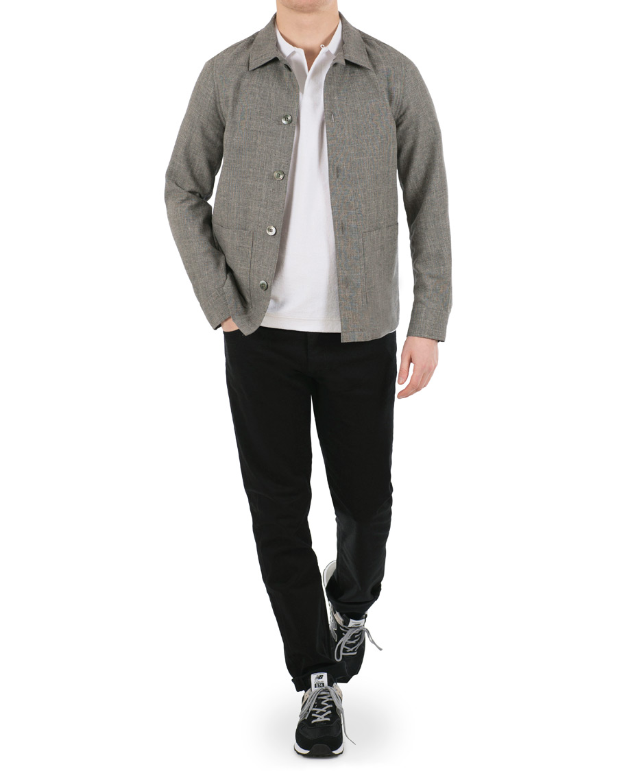 Herre | Jakker | Oscar Jacobson | Hannes Wool/Cotton/Linen Shirt Jacket Grey