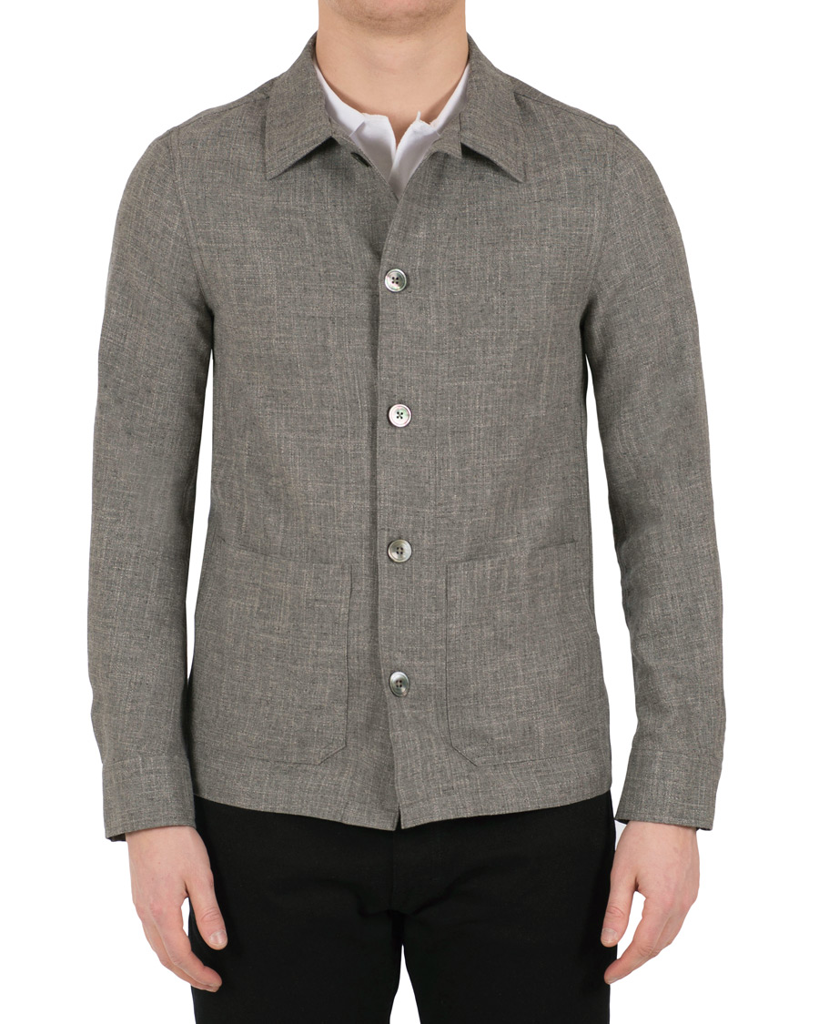 Herre | Jakker | Oscar Jacobson | Hannes Wool/Cotton/Linen Shirt Jacket Grey