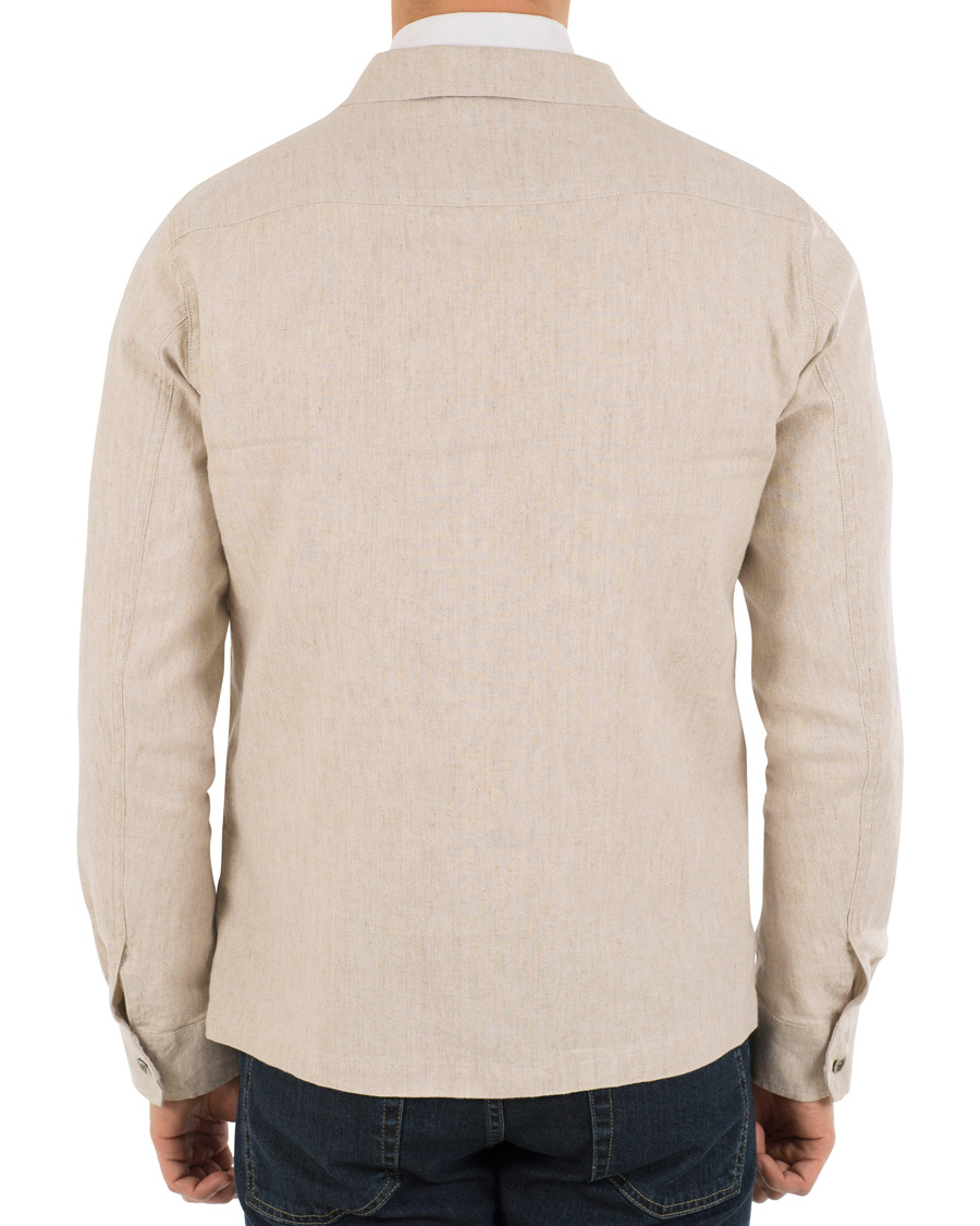 Herre | Jakker | Oscar Jacobson | Hannes Cotton/Linen Garment Wash Shirt Jacket Beige