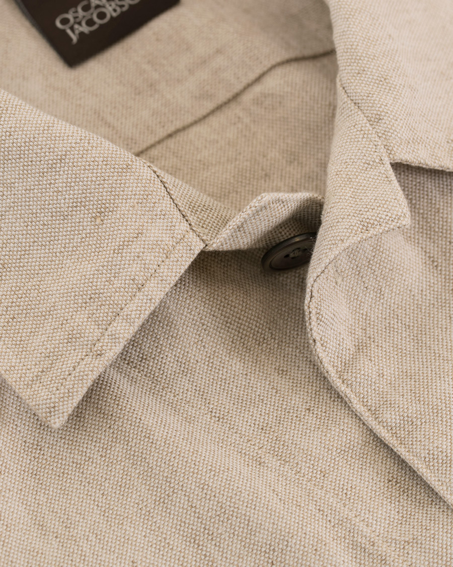 Herre | Jakker | Oscar Jacobson | Hannes Cotton/Linen Garment Wash Shirt Jacket Beige